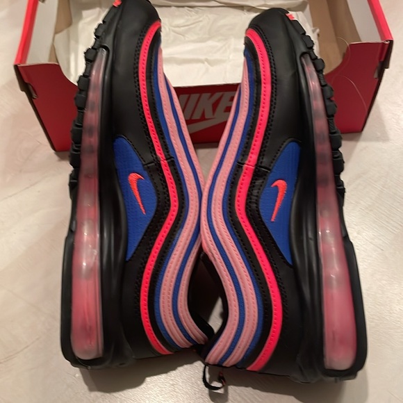 Nike Air Max 97 GS 'Black Multi' Black/Flash Crimson/Racer Blue - Picture 5 of 8